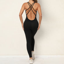 Yoga Jumpsuit with Cross-Strap Back Design