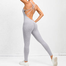 Yoga Jumpsuit with Cross-Strap Back Design